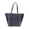 Sac cabas en nylon bleu marine tommy hilfiger avec finitions en cuir noir et logo doré sur l’avant