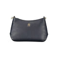 Sac bandoulière tommy hilfiger bleu en cuir grainé marine foncé avec logo doré et ferrures argentées