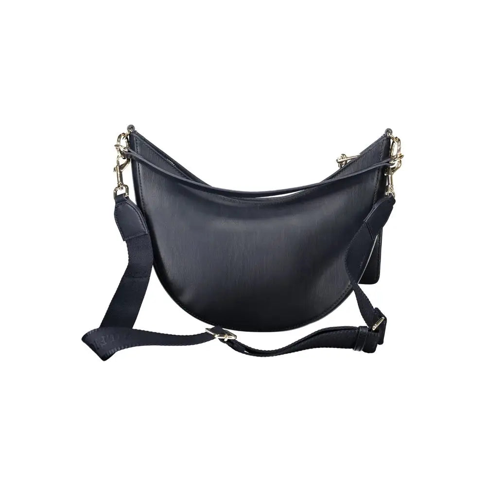 Sac bandoulière noir en cuir tommy hilfiger femme avec forme croissant et hardware argenté ajustable