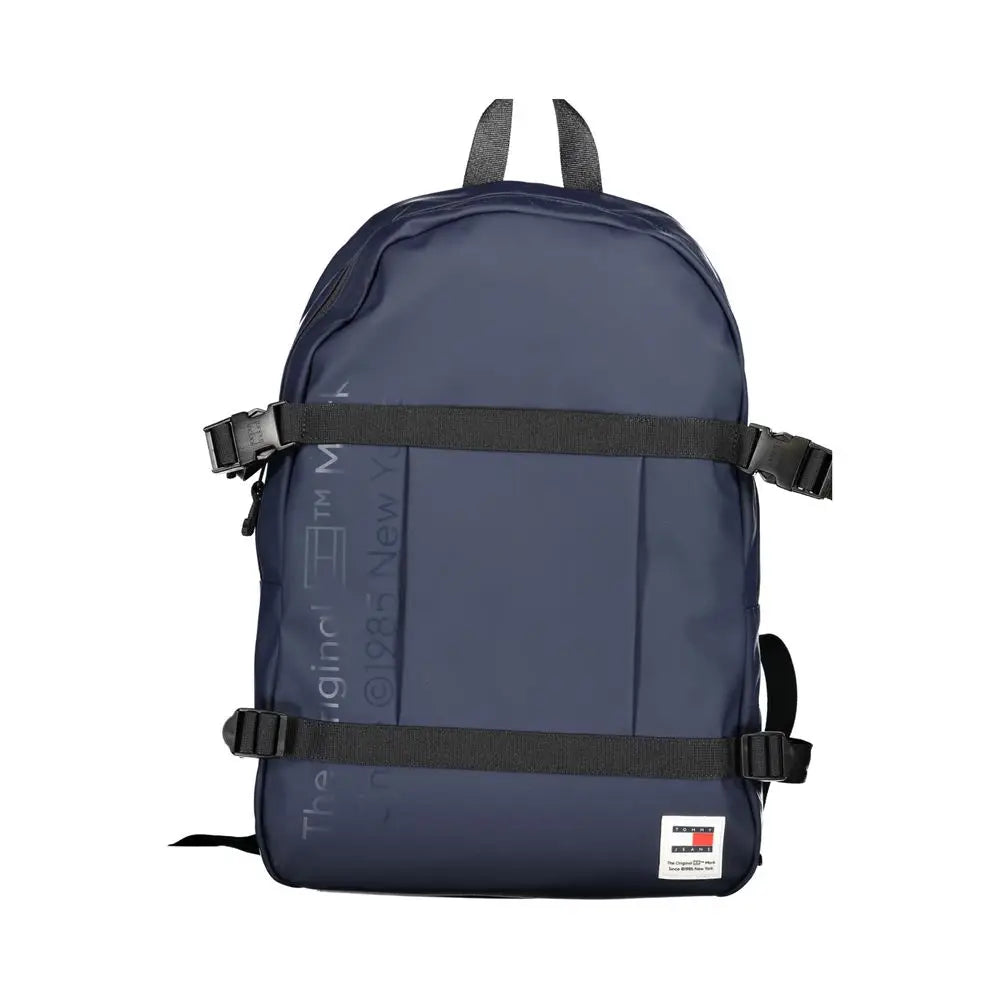 Sac à dos homme tommy hilfiger bleu en polyuréthane avec bretelles noires et logo discret sur le côté