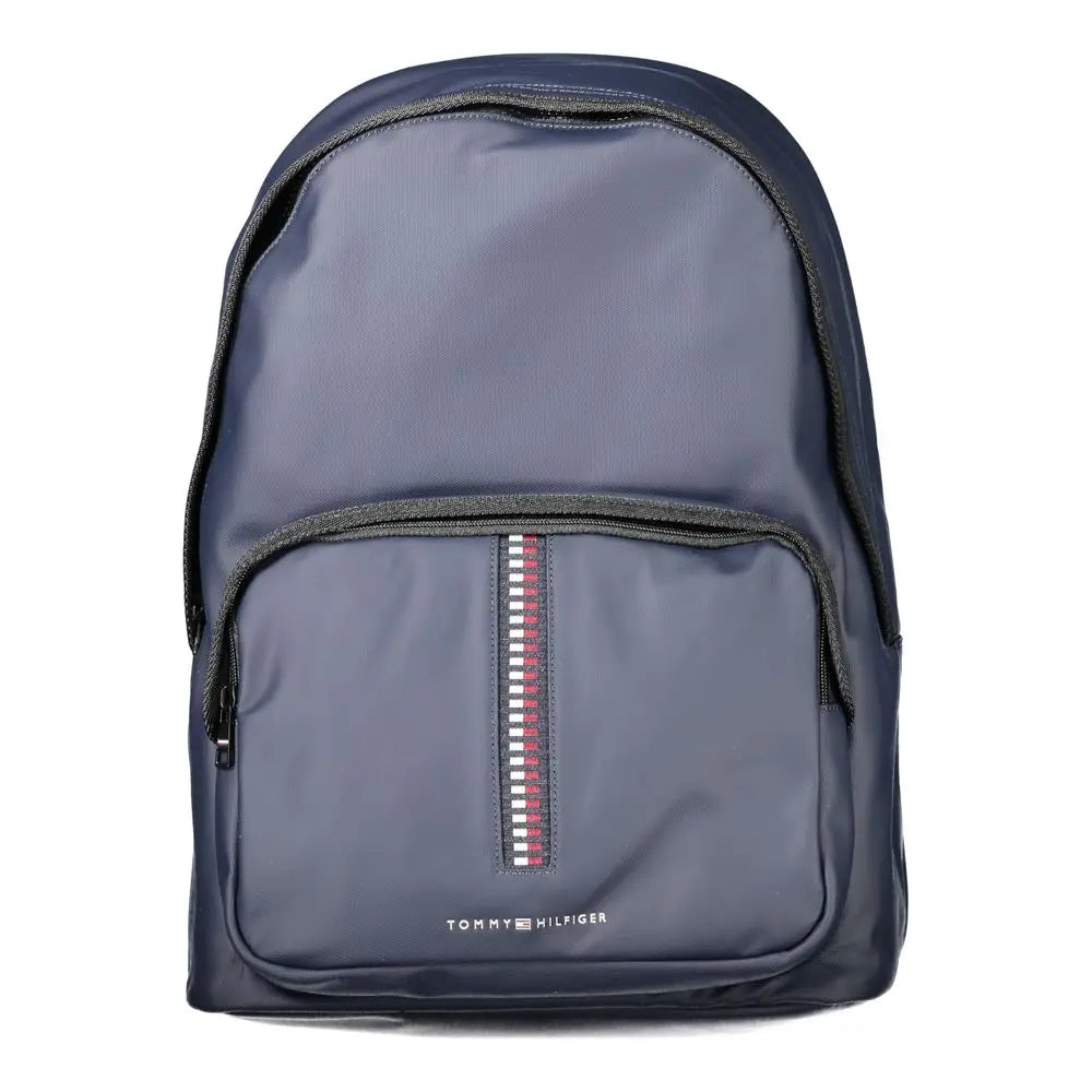 Sac à dos tommy hilfiger bleu en polyuréthane avec une fermeture éclair avant rouge et blanche pour homme