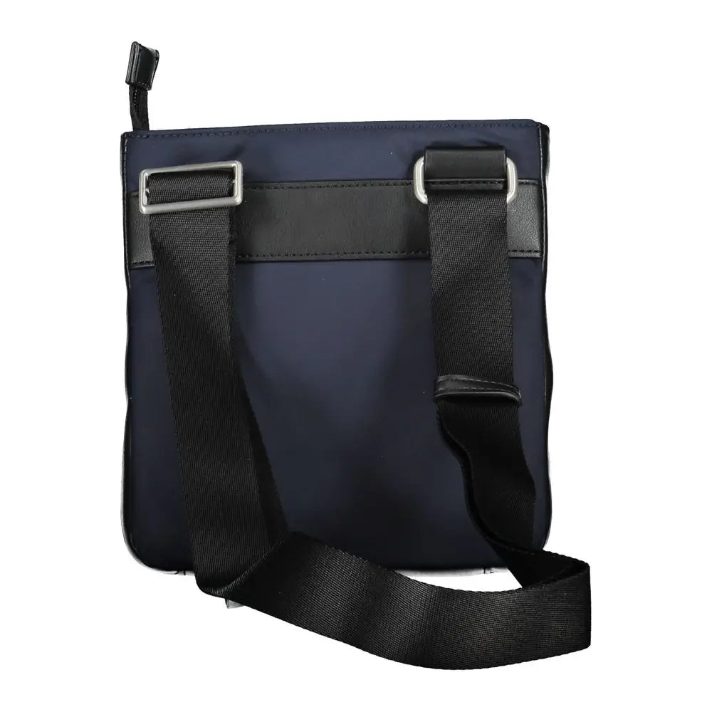 Sac bandoulière tommy hilfiger bleu en nylon avec sangles noires et boucles métalliques argentées pour homme