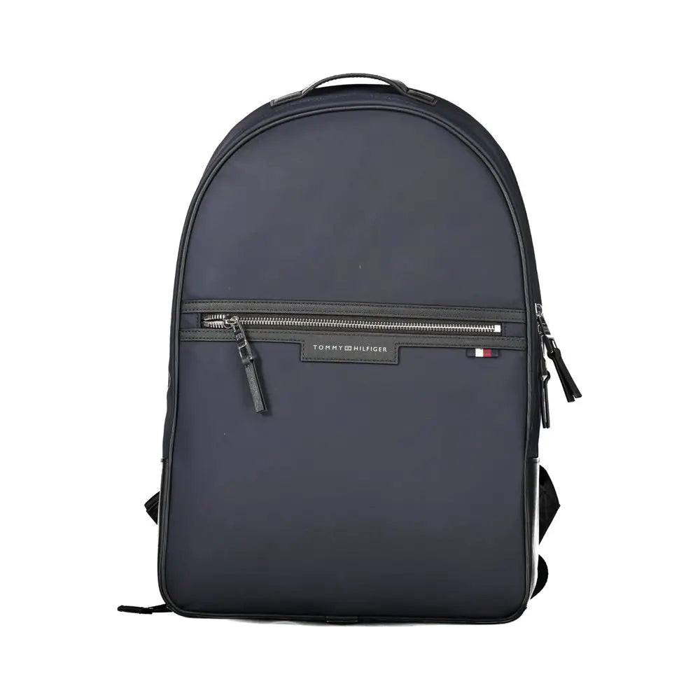 Sac à dos homme tommy hilfiger bleu marine en polyester recyclé avec fermetures éclair noires et logo subtil sur la poche