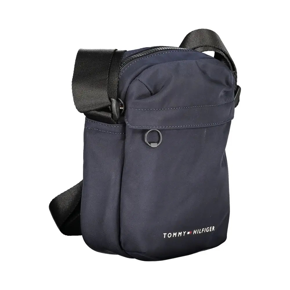 Sac bandoulière tommy hilfiger bleu marine en polyester recyclé avec sangle noire et détails argentés homme