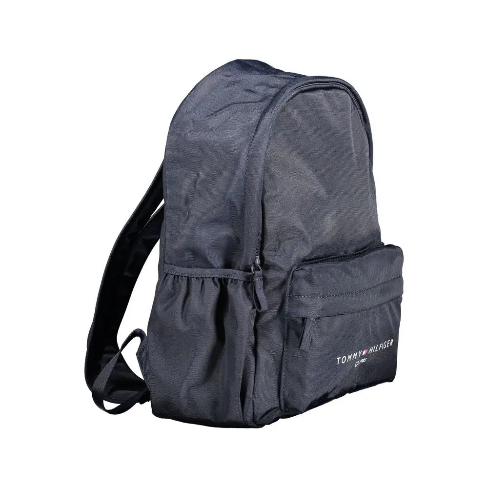 Sac à dos tommy hilfiger gris foncé en polyester recyclé avec tissu texturé et logo blanc sur la poche avant