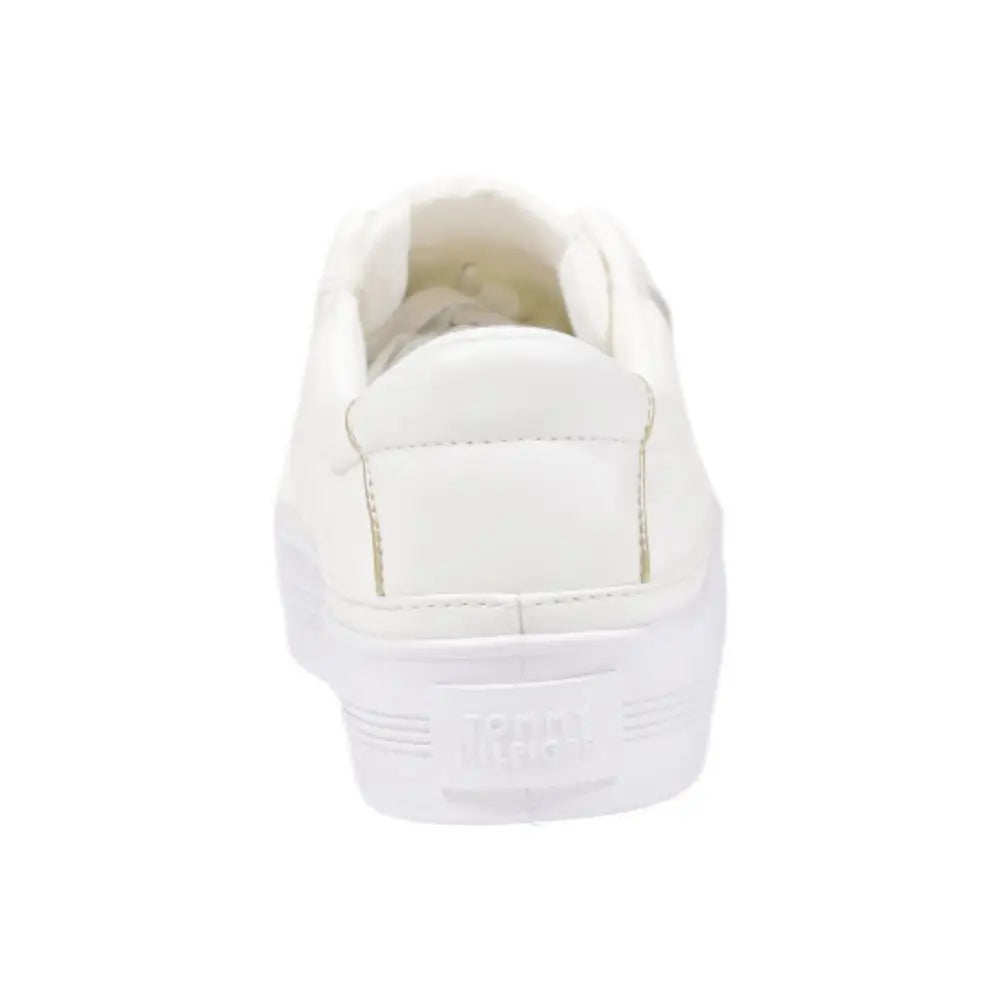Sneakers basses tommy hilfiger en coton recyclé crème avec semelle plateforme blanche et détails de couture subtils