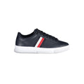 Chaussure sneaker en cuir bleu pour homme de la marque Tommy Hilfiger, vue de face.
