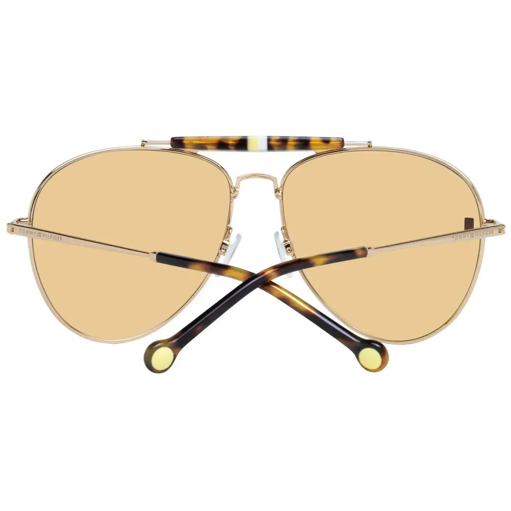 Lunettes de soleil tommy hilfiger aviateur en acétate écaille de tortue avec monture métal doré et verres ambrés