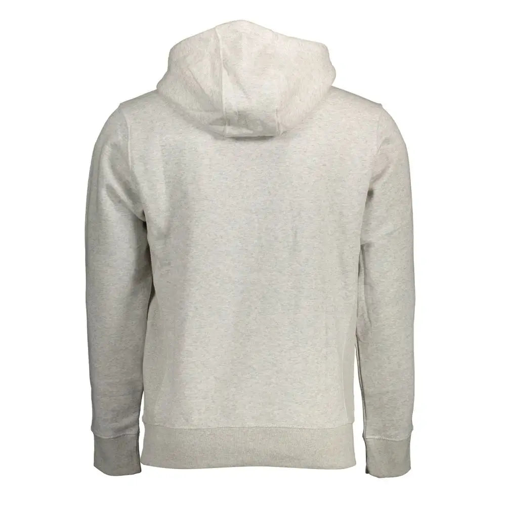 Tommy hilfiger gray cotton men sweater un sweat à capuche gris chiné en coton avec poignets et ourlet côtelés