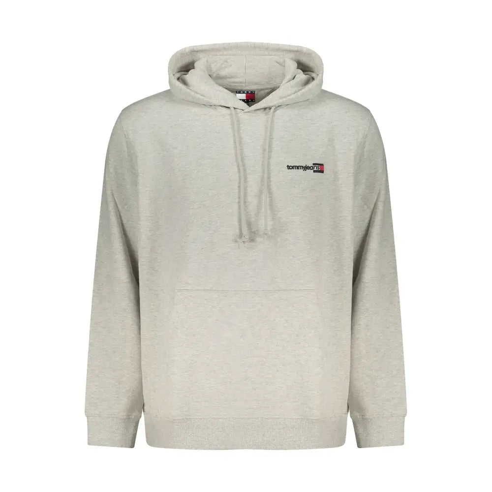 Sweatshirt homme tommy hilfiger gris en coton avec capuche gris chiné et logo petit patch sur la poitrine