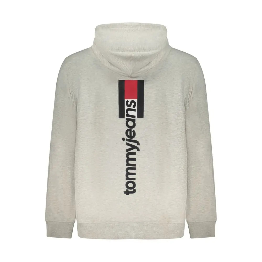 Sweatshirt homme tommy hilfiger en coton gris chiné avec logo vertical noir et bandes rouges et noires