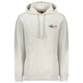 Sweatshirt tommy hilfiger gris en coton pour homme avec capuche à cordon et logo brodé rouge et noir sur la poitrine