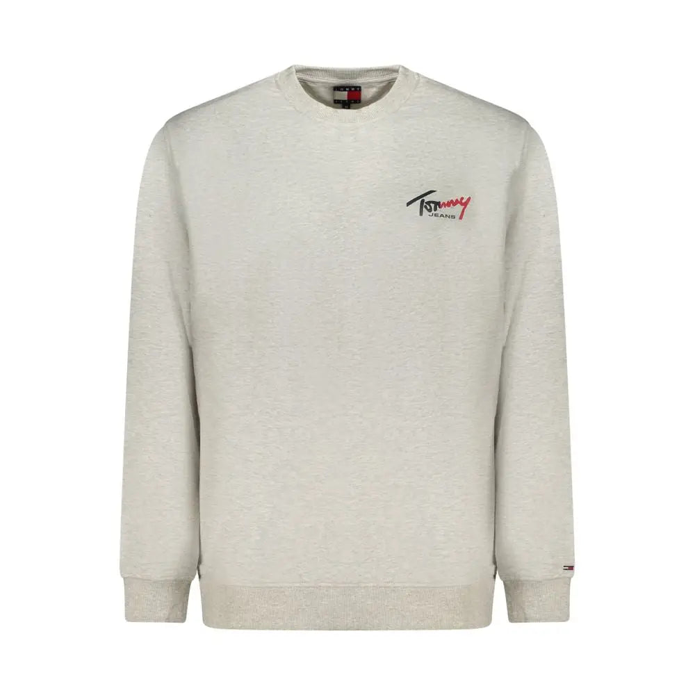 Sweatshirt tommy hilfiger pour homme en coton gris avec logo brodé subtil et col rond beige chiné