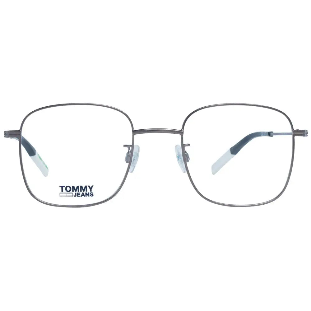 Lunettes rectangulaires Tommy Hilfiger en métal gris mat avec branches en plastique bleu clair