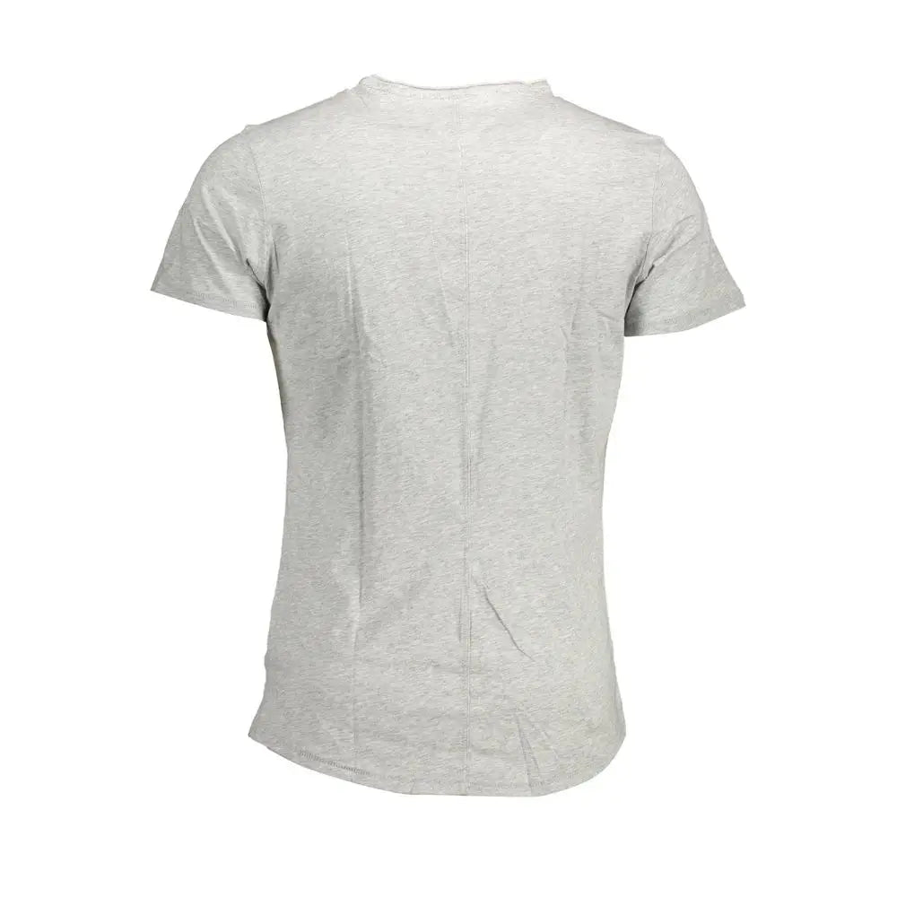 T-shirt homme tommy hilfiger gris en coton avec manches courtes, col rond et couture verticale subtile