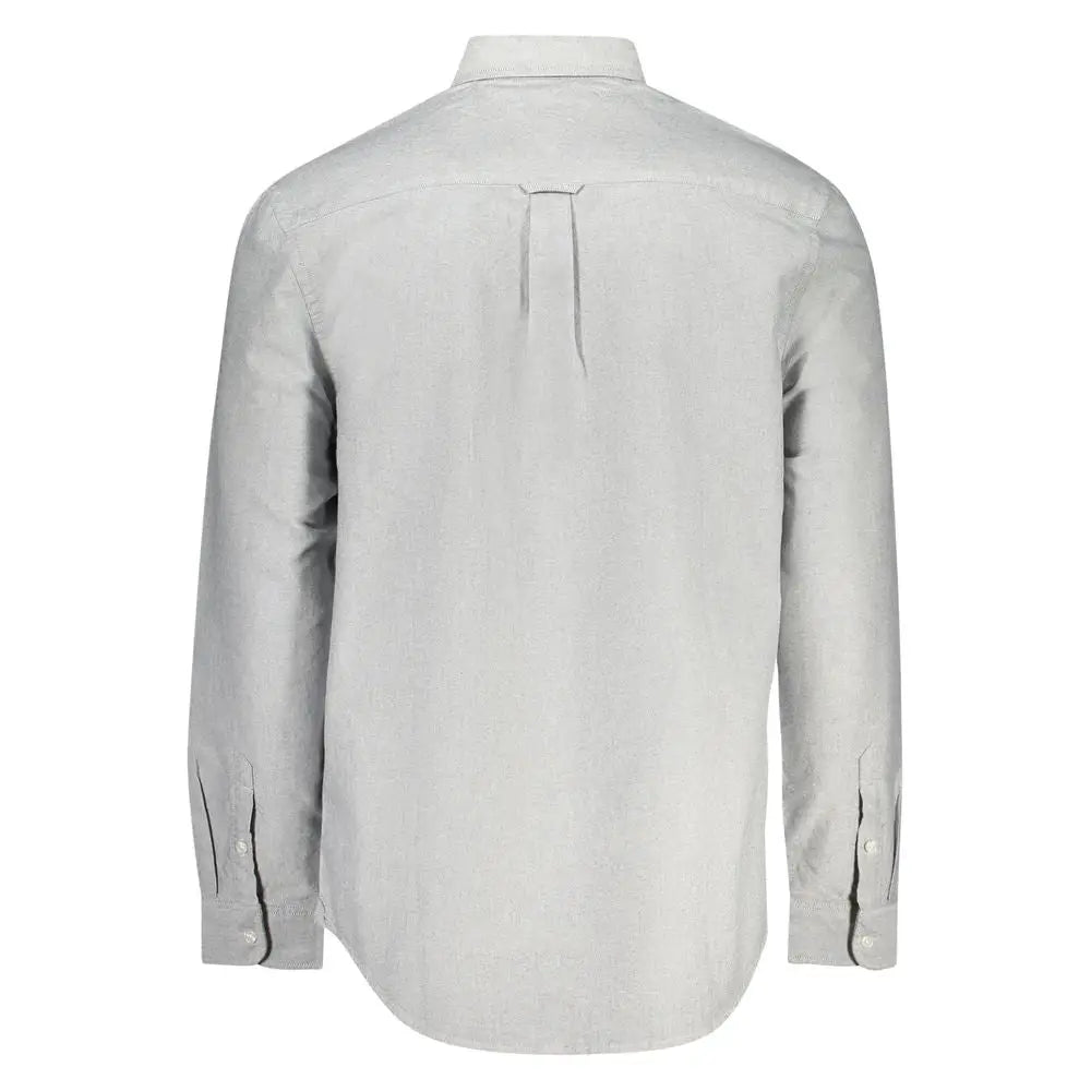 Chemise homme tommy hilfiger grigio en coton gris clair manches longues col classique et poignets boutonnés