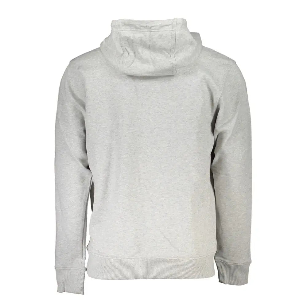 Tommy hilfiger grigio cotton sweat à capuche homme gris clair chiné avec bord côtelé aux poignets et à l’ourlet