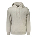 Sweatshirt tommy hilfiger grigio en coton gris chiné avec logo subtil et cordons assortis pour homme