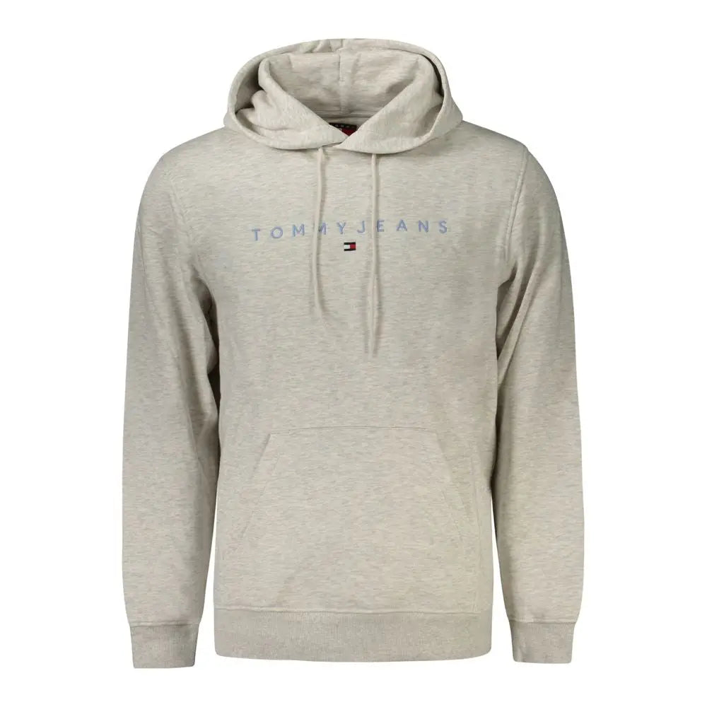 Sweatshirt tommy hilfiger grigio en coton gris chiné avec logo subtil et cordons assortis pour homme