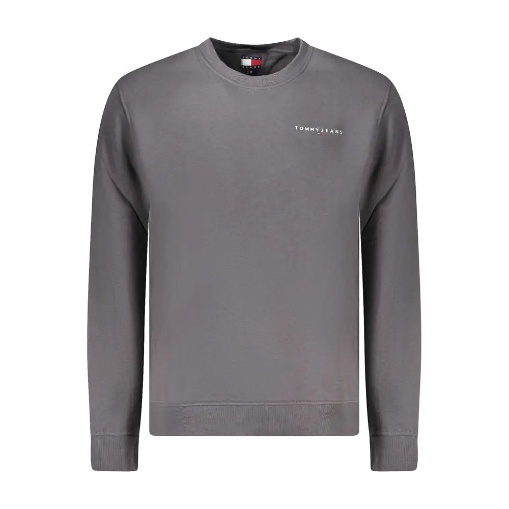 Sweatshirt tommy hilfiger gris en coton pour homme avec broderie blanche subtile sur la poitrine