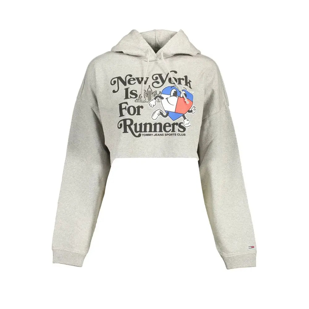 Tommy hilfiger grigio cotton sweat femme en coton heather gris avec graphique new york is for runners et logo tommy jeans sports club