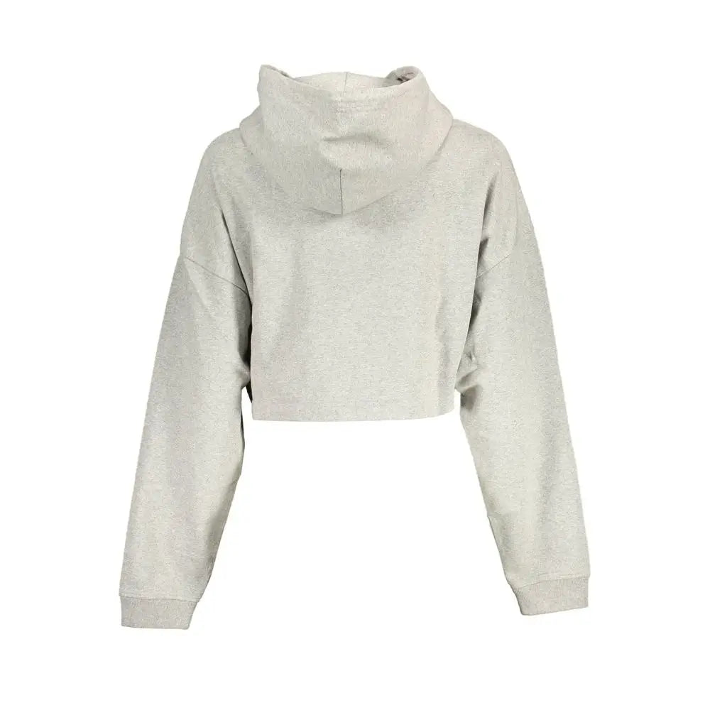 Sweatshirt tommy hilfiger grigio en coton gris chiné cropped à capuche manches longues et poignets côtelés pour femme