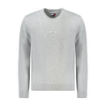 Pull homme tommy hilfiger grigio en polyester gris chiné avec logo blanc brodé subtil