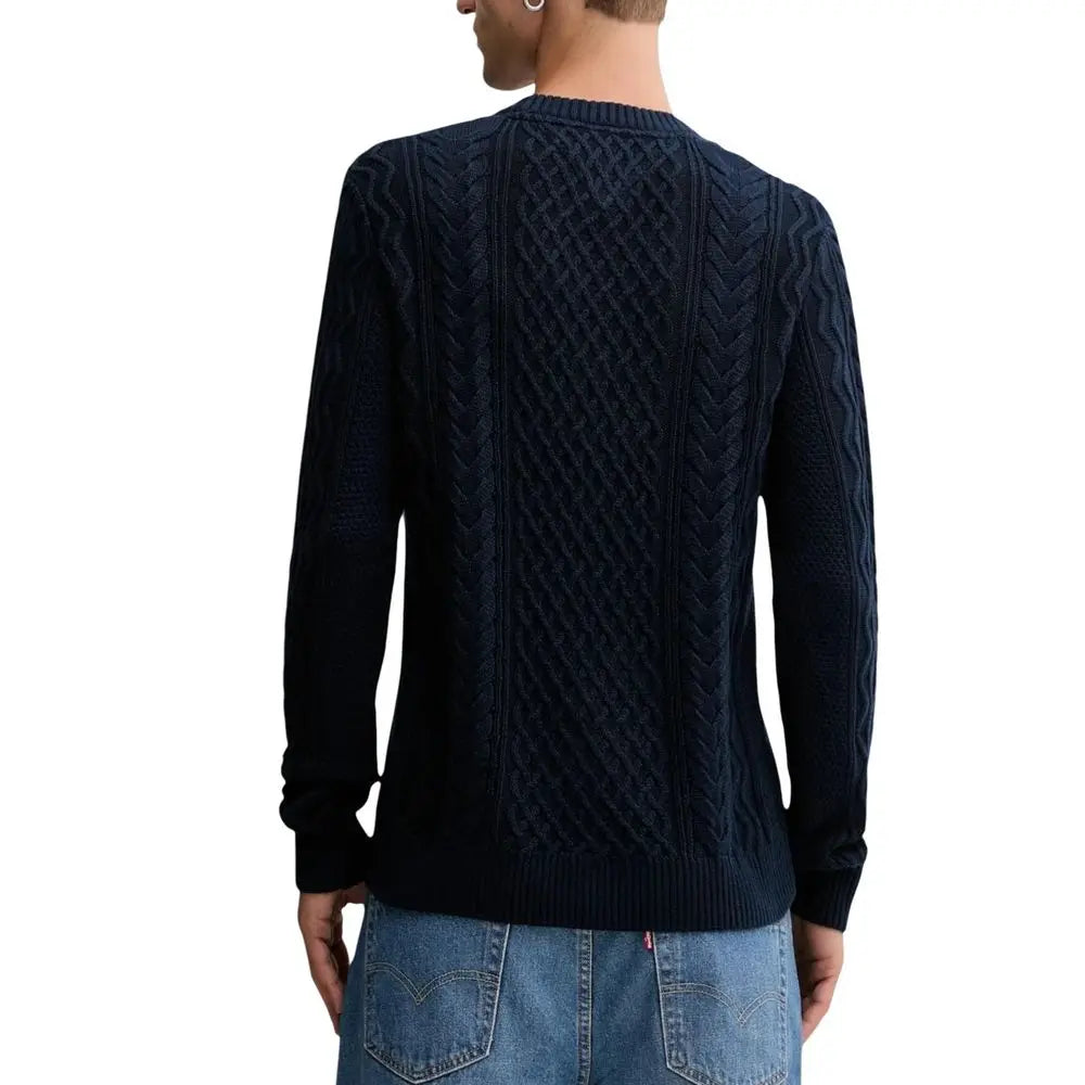 Sweatshirt tommy hilfiger jeans en coton recyclé bleu marine avec motifs torsadés détaillés au dos