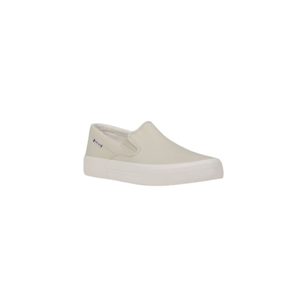 Chaussures slip-on Tommy Hilfiger Jeans en coton recyclé beige, style loafers élégants et confortables pour hommes.