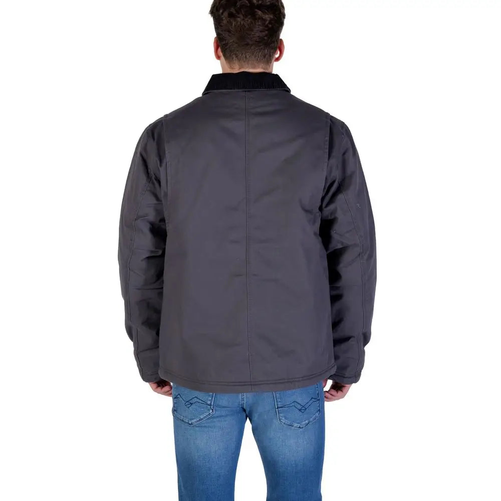 Veste de travail gris foncé tommy hilfiger jeans avec col noir et coutures renforcées en denim recyclé coton
