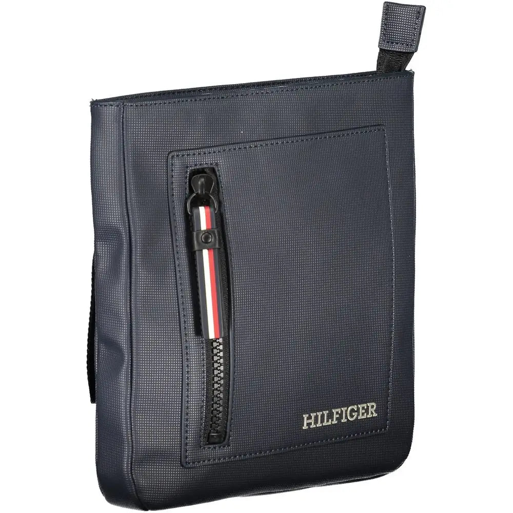 Sac bandoulière homme tommy hilfiger en polyuréthane bleu marine avec poche avant zippée et logo brodé