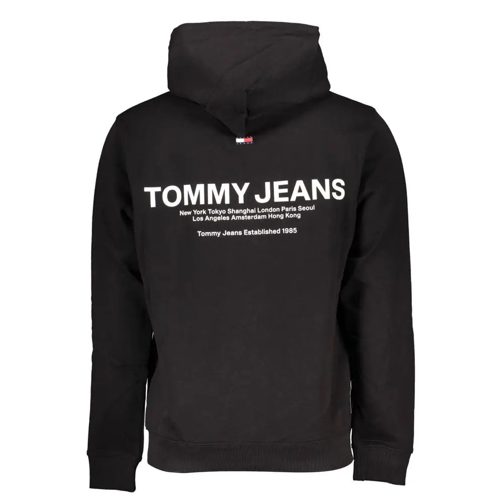 Sweatshirt homme tommy hilfiger nero en coton noir avec logo blanc et étiquette au niveau du col