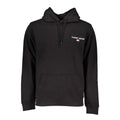 Sweatshirt tommy hilfiger nero en coton noir pour homme avec logo blanc et emblème drapeau sur la poitrine