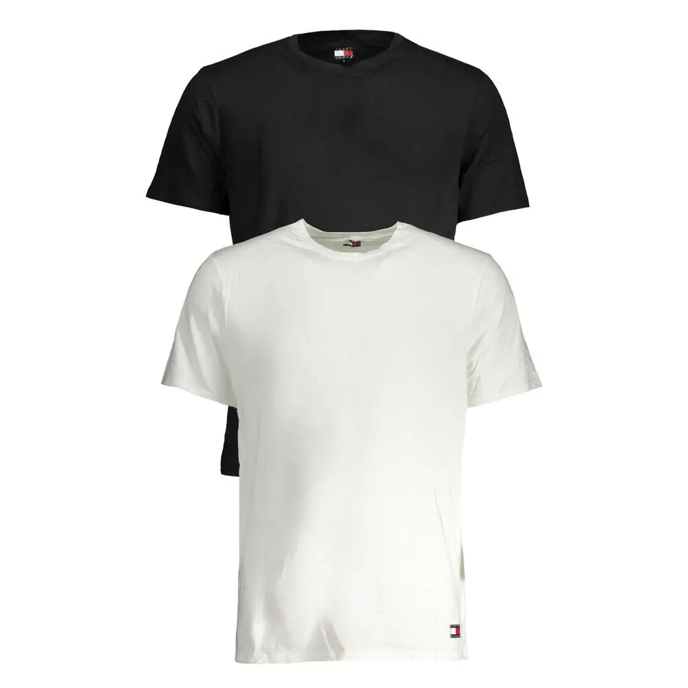 Tommy hilfiger nero coton tee-shirt homme pack de deux manches courtes col rond noir et blanc cassé