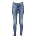 Jean slim fit en denim bleu avec effet délavé et logo rouge sur la poche arrière des leggings en coton tommy hilfiger nero pour femmes