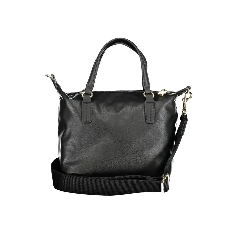 Sac à main femme tommy hilfiger noir en polyester avec poignée supérieure et bandoulière ajustable en cuir