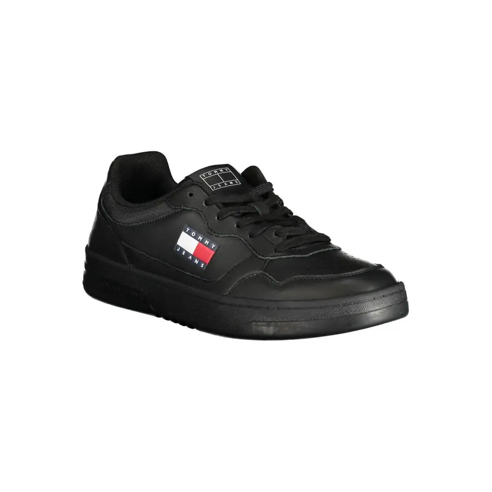 Baskets homme tommy hilfiger nero poliuretano noires en jean avec design classique bas et logo drapeau signature