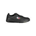 Baskets homme tommy hilfiger nero poliuretano noires avec design bas classique et logo drapeau signature sur le côté
