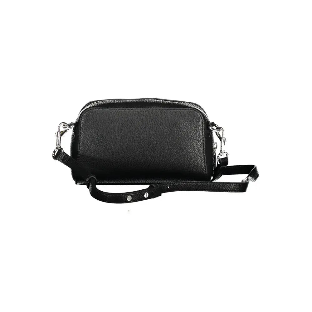 Sac bandoulière femme tommy hilfiger nero en cuir synthétique noir texturé avec quincaillerie argentée et sangle ajustable