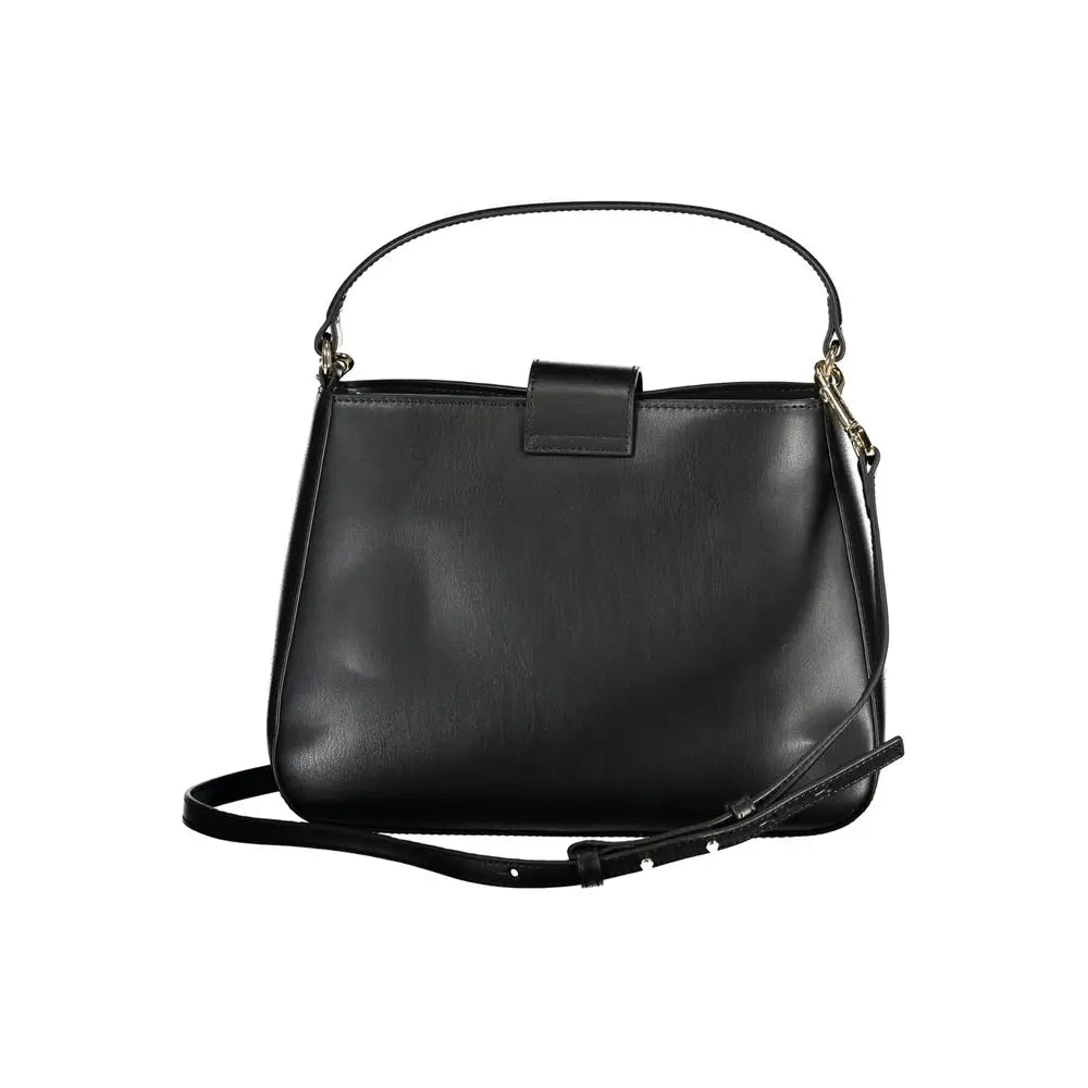 Sac à main noir en cuir synthétique tommy hilfiger pour femme avec poignée supérieure et bandoulière amovible