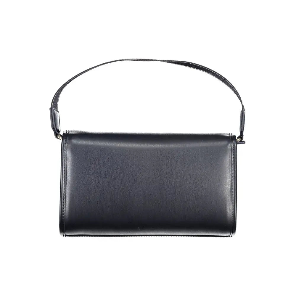 Sac à main rectangulaire noir en cuir mat lisse avec poignée supérieure incurvée pour homme tommy hilfiger