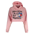 Sweat court rose en coton pour femme tommy hilfiger avec motif coureur new york is for runners et logo tommy jeans sports club