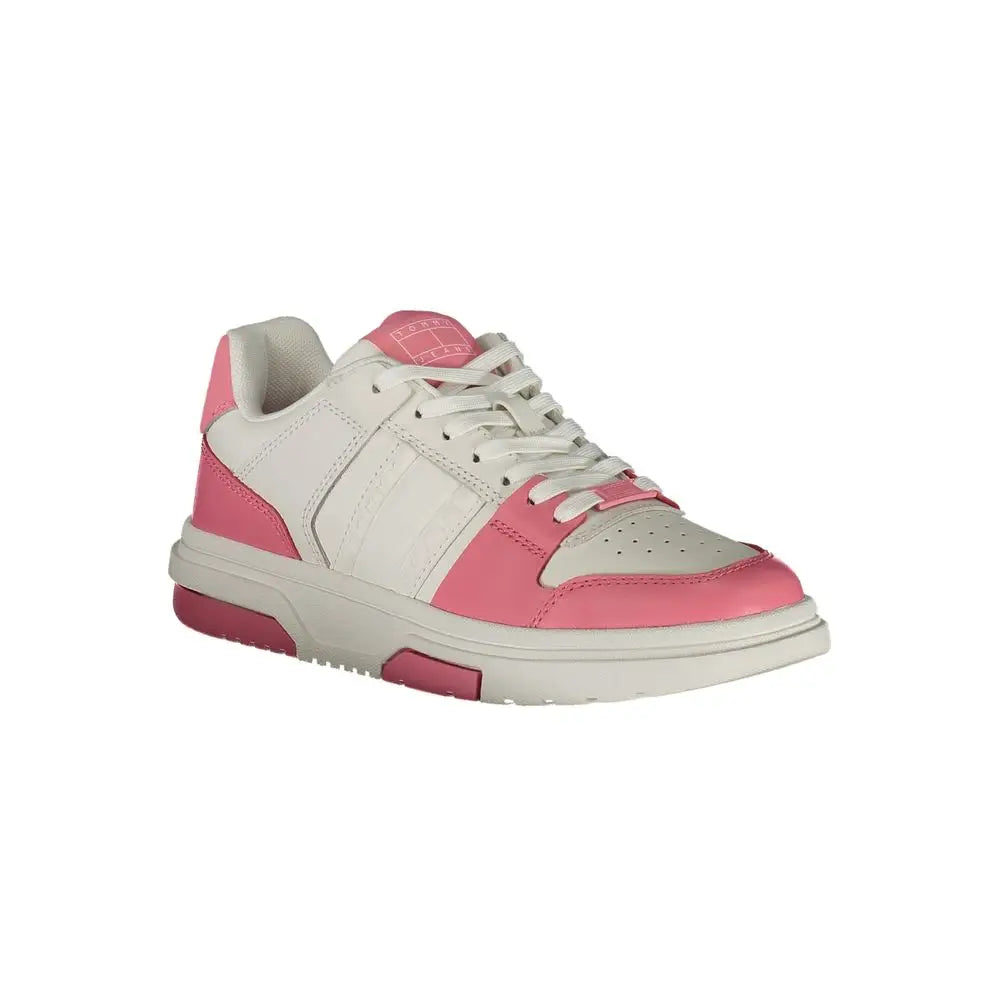 Sneaker tommy hilfiger rosa poliuretano donna basse rose et blanches au design moderne et épuré