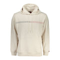 Sweat à capuche beige en coton pour homme Tommy Hilfiger, vue de face avec logo sur la poitrine.