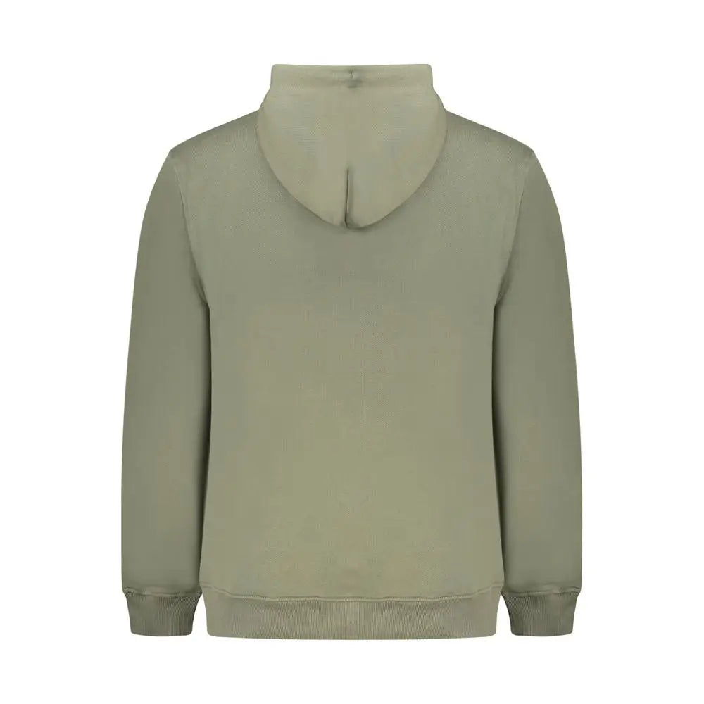 Tommy hilfiger sweatshirt à capuche vert olive en coton avec poignets et ourlet côtelés pour homme