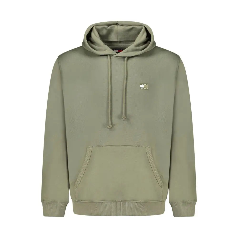 Sweatshirt hoodie tommy hilfiger vert olive en coton pour homme avec petit logo sur la poitrine et cordons assortis