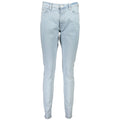 Jeans en coton pour femmes Tommy Hilfiger Azzurro, coupe classique, détail de la ceinture et poches visibles.