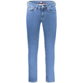 Jean homme en coton bleu Tommy Hilfiger, coupe classique avec poches avant et arrière, détails de marque visibles.