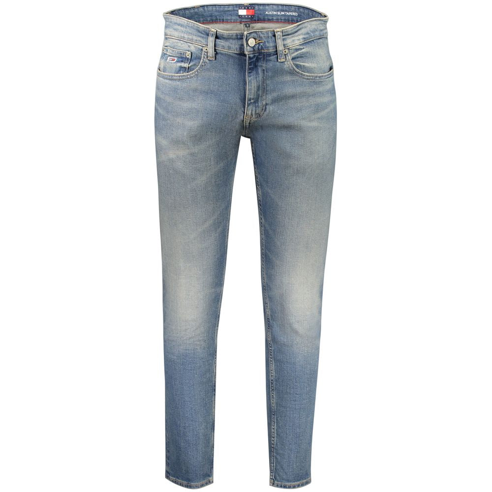Jean homme slim tapered en coton bleu de Tommy Hilfiger, ajusté et tendance, avec détails classiques et couture soignée.