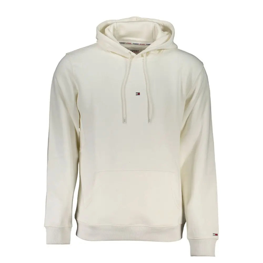 Sweat à capuche tommy hilfiger en coton blanc pour homme avec petit logo sur la poitrine et le poignet